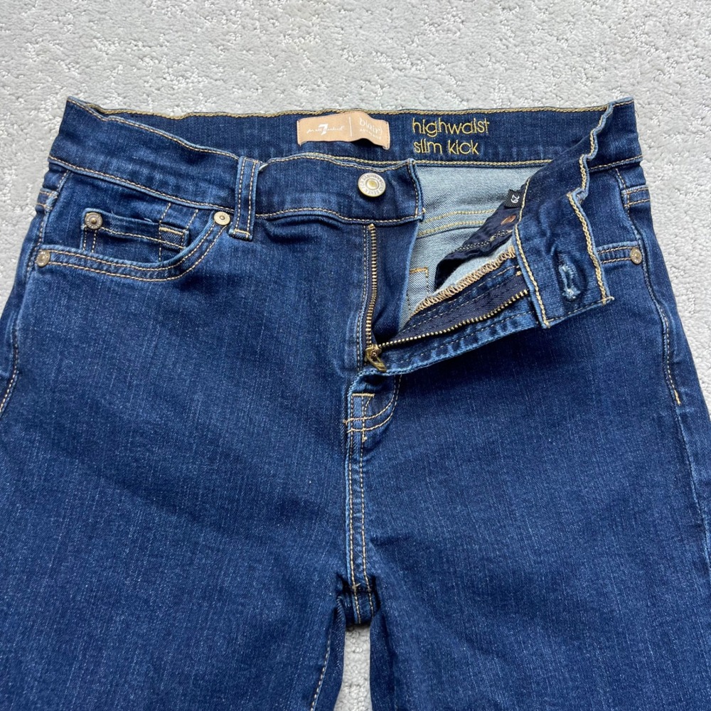 7 For All Mankind Jeans Womens 29 Dark Wash Denim Stretch Highwaist Slim Kick